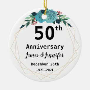 50th Wedding Jubileum Aangepaste namen en Jaar Keramisch Ornament