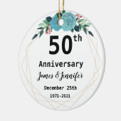 50th Wedding Jubileum Aangepaste namen en Jaar Keramisch Ornament (Links)
