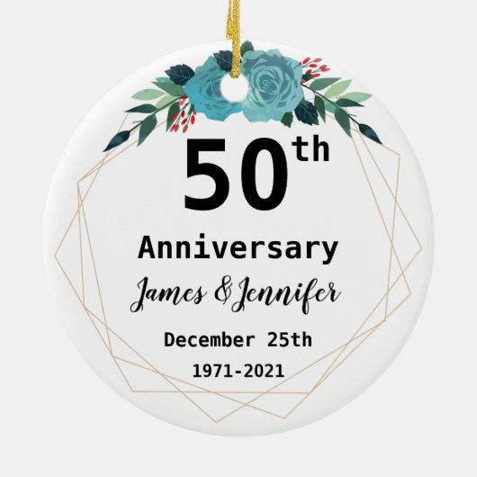 50th Wedding Jubileum Aangepaste namen en Jaar Keramisch Ornament (Achterkant)