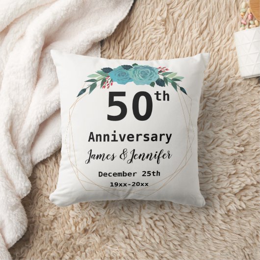 50th Wedding Jubileum Aangepaste namen en Jaar Kussen (Deken)