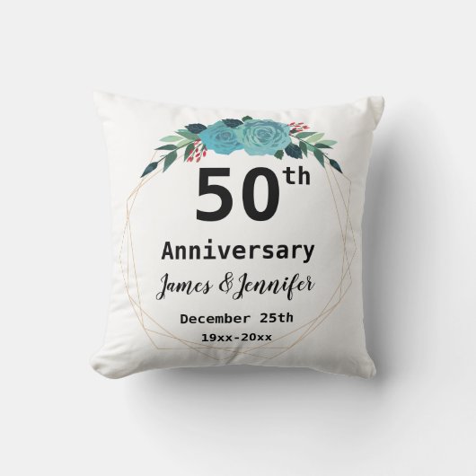 50th Wedding Jubileum Aangepaste namen en Jaar Kussen (Voorkant)