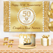 50th Wedding Jubileum Banner PERSONALIZED, Gold