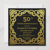 50th Wedding Jubileum Black & Gold Celtic Knot Kaart (Voorkant)