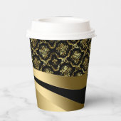 50th Wedding Jubileum Black & Gold Damaspape Papieren Bekers (Achterkant)