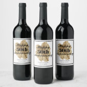 50th Wedding Jubileum Black Gold op maat Wijn Etiket (Flessen)