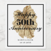 50th Wedding Jubileum Black Gold op maat Wijn Etiket (Enkel label)