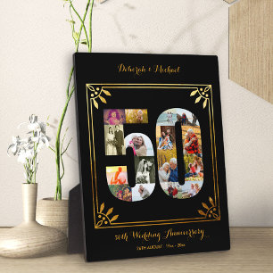 50th Wedding Jubileum Black Gold Photo Collage Fotoplaat