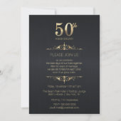 50th Wedding Jubileum Black Uitnodiging (Voorkant)