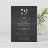50th Wedding Jubileum Black Uitnodiging (Staand voorkant)