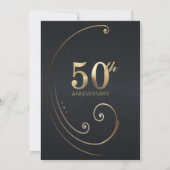 50th Wedding Jubileum Black Uitnodiging (Achterkant)