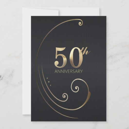 50th Wedding Jubileum Black Uitnodiging (Achterkant)