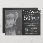 50th Wedding Jubileum Chalkboard Foto Kaart (Voorkant / Achterkant)