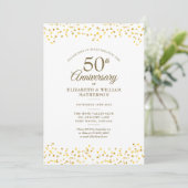 50th Wedding Jubileum Chic Gold Hearts Foto Kaart (Staand voorkant)