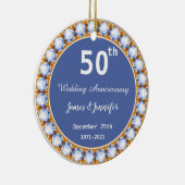 50th Wedding Jubileum diamant Aangepaste namen Keramisch Ornament (Rechts)
