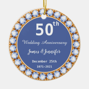 50th Wedding Jubileum diamant Aangepaste namen Keramisch Ornament
