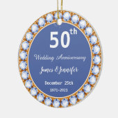 50th Wedding Jubileum diamant Aangepaste namen Keramisch Ornament (Links)