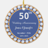 50th Wedding Jubileum diamant Aangepaste namen Keramisch Ornament (Achterkant)