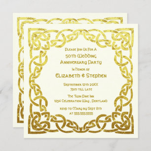 50th Wedding Jubileum Faux Gold Celtic Knot Kaart
