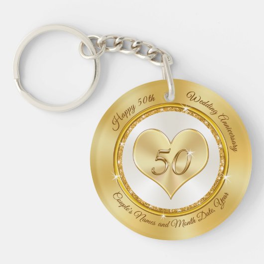 50th Wedding Jubileum Favors Souvenirs of Gifts Sleutelhanger (Voorkant)