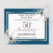 50th Wedding Jubileum Floral Save the Date (Voorkant)