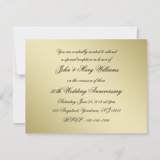 50th Wedding Jubileum Foto 4.25x5.5 Uitnodiging (Achterkant)