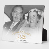 50th Wedding Jubileum Foto Black Gold Elegant Fotoplaat (Zijkant)