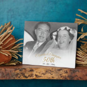 50th Wedding Jubileum Foto Black Gold Elegant Fotoplaat (Zijkant)