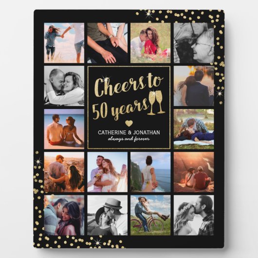 50th Wedding Jubileum Foto Collage Fotoplaat (Voorkant)