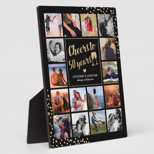 50th Wedding Jubileum Foto Collage Fotoplaat (Zijkant)
