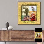 50th Wedding Jubileum Foto Collage Gold Poster<br><div class="desc">Creëer je eigen fotocollage voor een unieke 50ste weddenschap Jubileum Gift. Dit elegante en moderne ontwerp heeft een gouden en zwarte kleurenpalet met een glitter- en textuureffect. Het fotomalplaatje is opstelling klaar voor u om 4 van uw favoriete foto's van de laatste 50 jaar toe te voegen, die met de...</div>