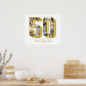50th Wedding Jubileum Foto Collage Poster (Keuken)