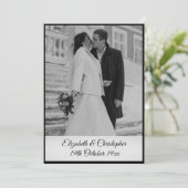 50th Wedding Jubileum Foto Elegant Black White Kaart (Staand voorkant)