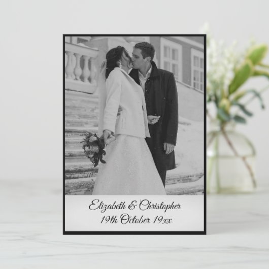 50th Wedding Jubileum Foto Elegant Black White Kaart (Staand voorkant)