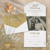 50th Wedding Jubileum Foto Monogram All In One Uitnodiging