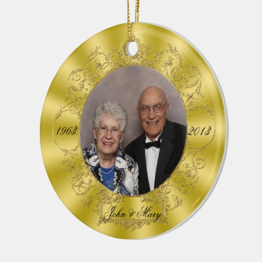 50th Wedding Jubileum Foto Ornament (Links)