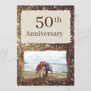 50th Wedding Jubileum Foto Party Invitation Kaart