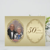50th Wedding Jubileum Foto Uitnodiging Kaart (Staand voorkant)