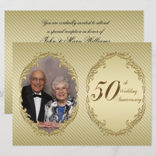 50th Wedding Jubileum Foto Uitnodiging Kaart (Voorkant / Achterkant)