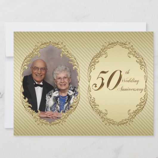 50th Wedding Jubileum Foto Uitnodiging Kaart (Voorkant)