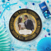 50th Wedding Jubileum Foto zwart | Goudtoon Papieren Bordje (Feest)