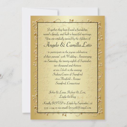 50th Wedding Jubileum Fotosjabloon uitgenodigd Kaart (Achterkant)