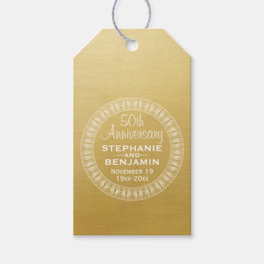 50th Wedding Jubileum Gepersonaliseerd goud Cadeaulabel (Voorkant)
