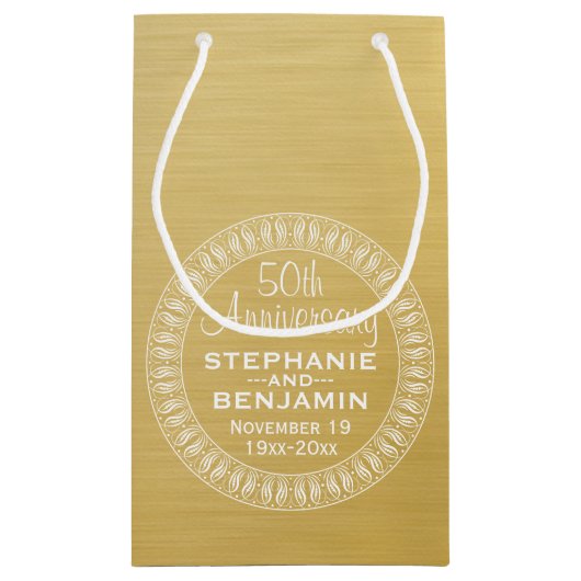 50th Wedding Jubileum Gepersonaliseerd goud Klein Cadeauzakje (Achterkant)