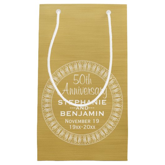 50th Wedding Jubileum Gepersonaliseerd goud Klein Cadeauzakje (Voorkant)