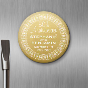 50th Wedding Jubileum Gepersonaliseerd goud Magneet