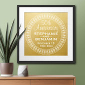 50th Wedding Jubileum Gepersonaliseerd goud Poster