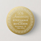 50th Wedding Jubileum Gepersonaliseerd goud Ronde Button 5,7 Cm (Voorkant)