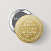 50th Wedding Jubileum Gepersonaliseerd goud Ronde Button 5,7 Cm (Voorkant /achterkant)