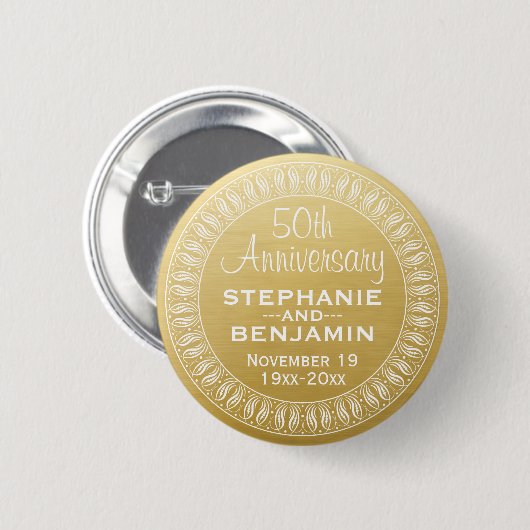 50th Wedding Jubileum Gepersonaliseerd goud Ronde Button 5,7 Cm (Voorkant /achterkant)