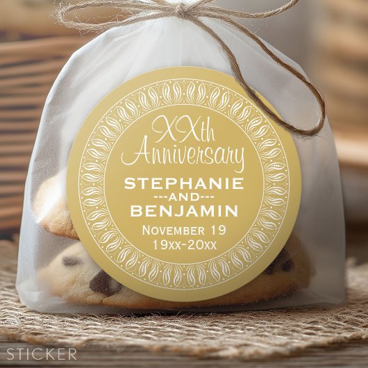 50th Wedding Jubileum Gepersonaliseerd goud Ronde Sticker